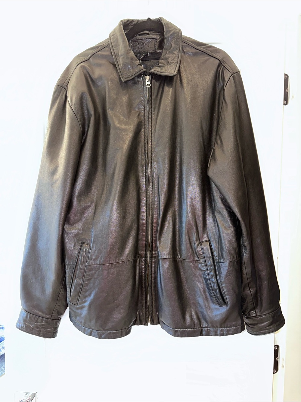 Denver Hayes black Lambskin Leather Zip-Front Field Jacket